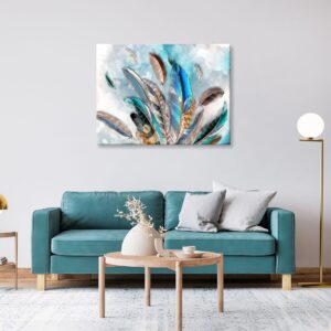 Beautiful Abstract Feather Design Painting Stretch Canvas High Quality Wall Arts - Ready To Hang