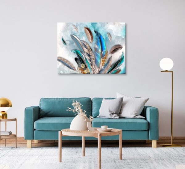 Beautiful Abstract Feather Design Painting Stretch Canvas High Quality Wall Arts - Ready To Hang