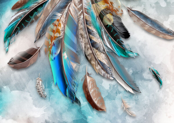 Beautiful Abstract Feather Design Painting Stretch Canvas High Quality Wall Arts - Ready To Hang - Image 2