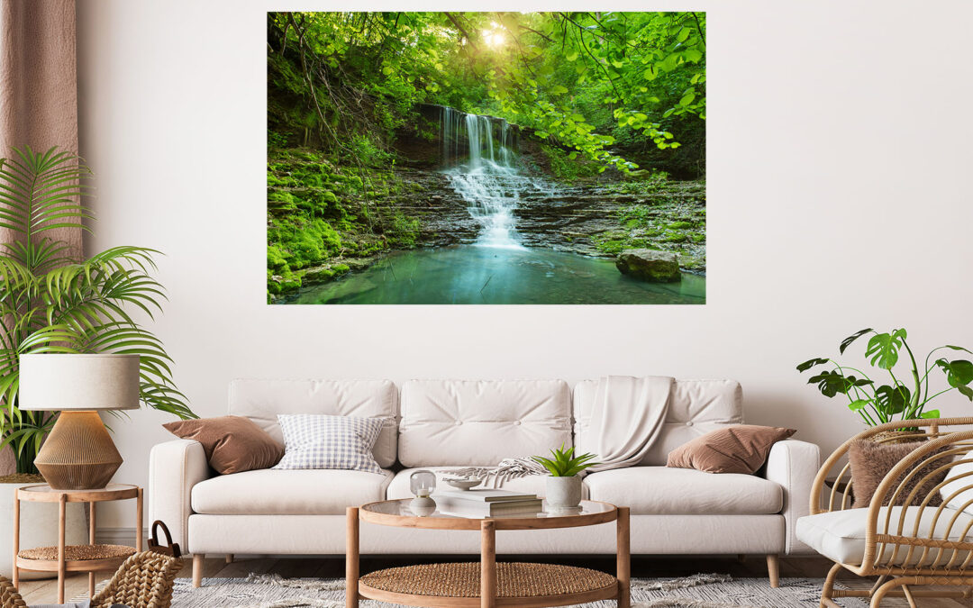 Beautiful Waterfall Forest Photograph Stretch Canvas High Quality Wall Arts – Ready To Hang