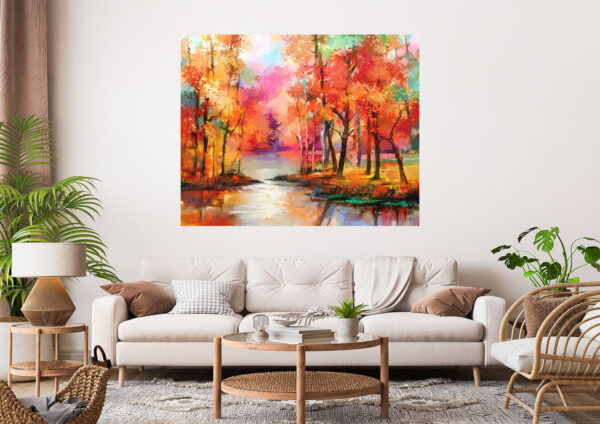 Colorful Trees Painting Stretch Canvas High Quality Wall Arts - Ready To Hang