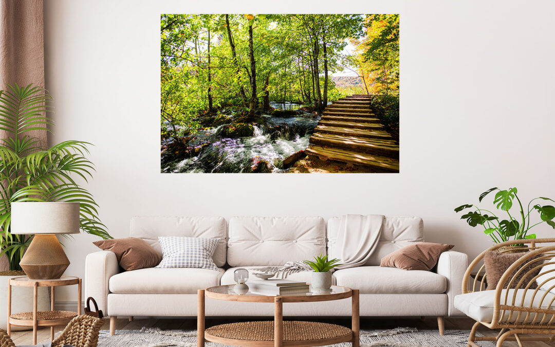 Beautiful Forest Scenery Walking Path Stretch Canvas High Quality Wall Arts – Ready To Hang