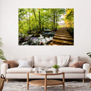 Beautiful Forest Scenery Walking Path Stretch Canvas High Quality Wall Arts - Ready To Hang