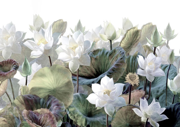 Beautiful White Floral Design Painting Stretch Canvas High Quality Wall Arts - Ready To Hang - Image 2