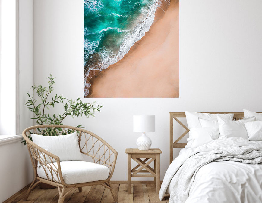 Beautiful Beach Waves Painting Stretch Canvas High Quality Wall Arts – Ready To Hang
